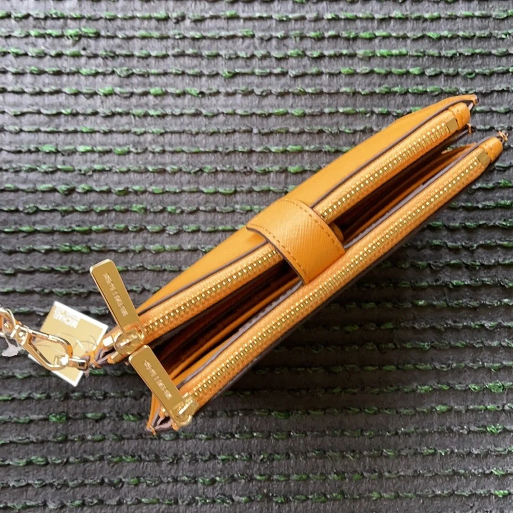 Michael Kors Jet Set Travel Marigold Double Zip Wristlet Leather